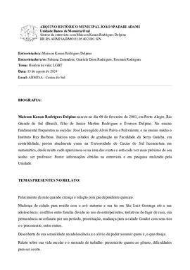 Síntese da entrevista com Maisson Kauan Rodrigues Delpino