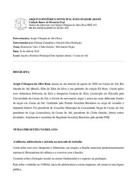 Síntese da entrevista com Sergio Ubirajara da Silva Rosa