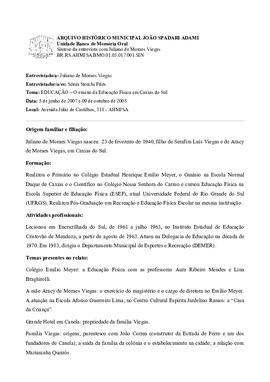 Síntese da entrevista com Juliano de Moraes Viegas
