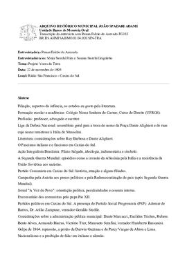 Síntese e transcrição da entrevista com Renan Falcão de Azevedo