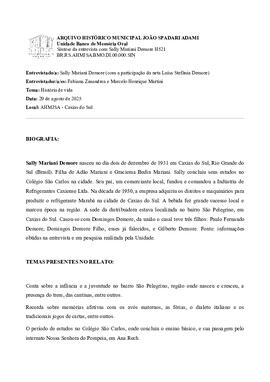Síntese da entrevista com Sally Mariani Demore