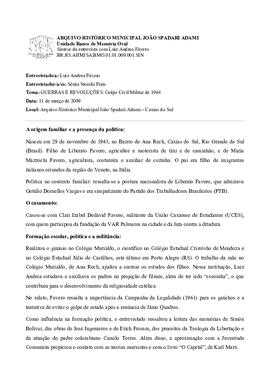 Síntese da Entrevista com Luiz Andrea Fávero