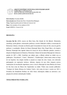 Síntese da entrevista com Juventino dal Bó