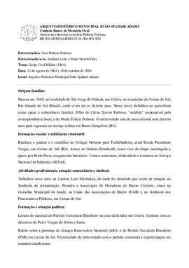Síntese da entrevista com José Rubens Pedroso