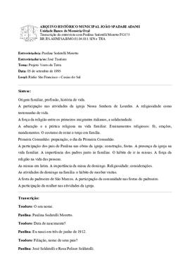 Síntese e transcrição de entrevista com Paulina Soldatelli Moretto