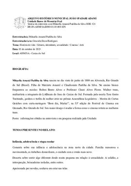 Síntese da entrevista com Mikaella Amaral Padilha da Silva