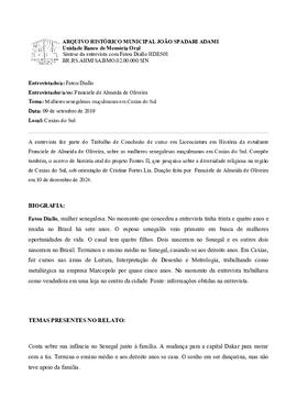 Síntese da entrevista com Fatou Diallo