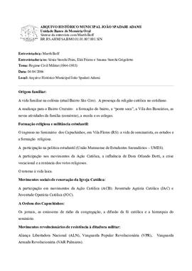 Síntese da entrevista com Maeth Boff