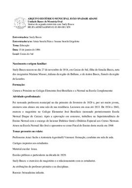 Síntese da segunda entrevista com Suely Bascú