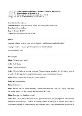 Síntese e transcrição da primeira entrevista com Suely Bascú