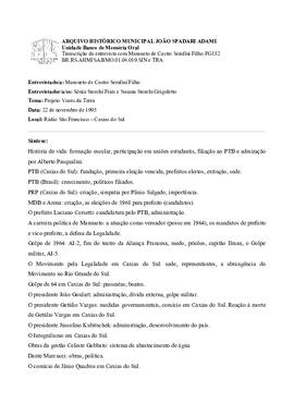 Síntese e transcrição da entrevista com Mansueto de Castro Serafini Filho