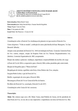 Síntese e transcrição da entrevista com Mário David Vanin