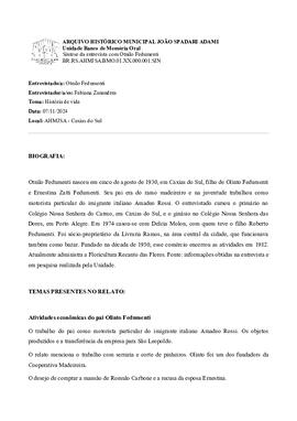 Síntese da Entrevista com Otnilo Fedumenti