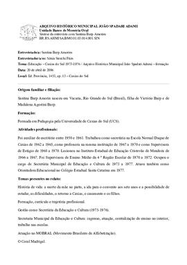 Síntese da entrevista com Santina Barp Amorim