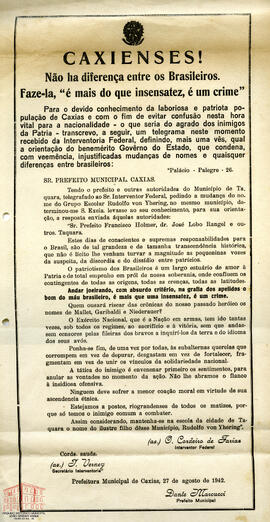 Folheto informativo - telegrama Interventoria Federal