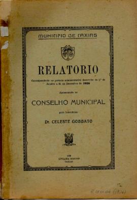 Relatório apresentado pelo Intendente Municipal ao Conselho Municipal de Caxias - 1926