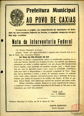 Folheto informativo - Nota da Interventoria Federal