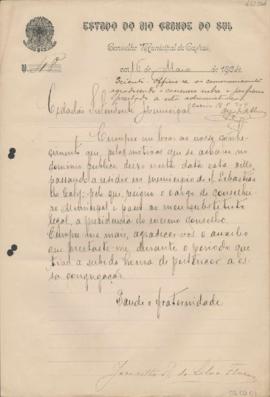 Correspondência recebida pela Prefeitura da Câmara Municipal